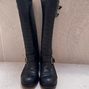 Jimmy Choo Black Leather Moto Boots